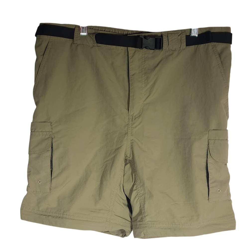 Magellan Fish Gear Swim Shorts Mens L Beige Cargo Belted Mesh Lined‎